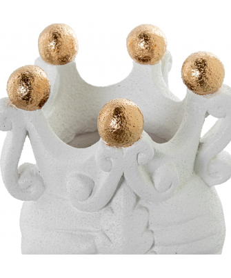 Jarrón Cerámica Abstracto 34cm Blanco 27x9x34cm