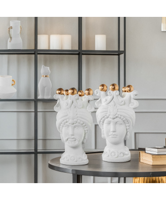 Jarrón Cerámica Abstracto 34cm Blanco 27x9x34cm