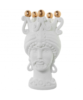 Jarrón Cerámica Abstracto 34cm Blanco 27x9x34cm