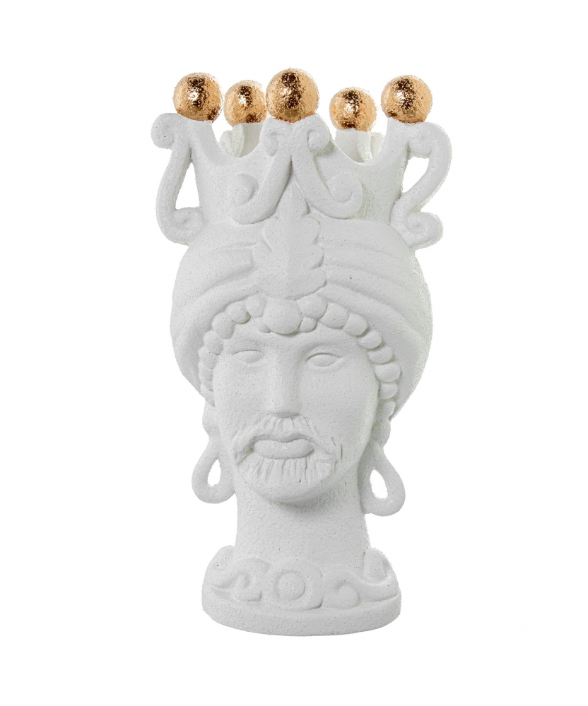 Jarrón Cerámica Abstracto 34cm Blanco 27x9x34cm