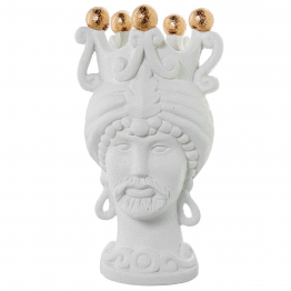 Jarrón Cerámica Abstracto 34cm Blanco 27x9x34cm