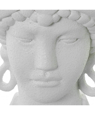 Jarrón Busto Cerámica Mujer C/corona Blanco Bolas Doradas 19x17x34cm