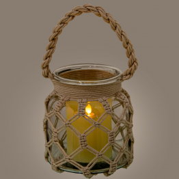 Jarrón/ Portavelas Cristal 16cm C/cuerda Ø15x16cm