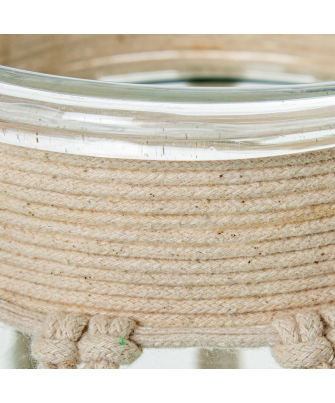 Jarrón/ Portavelas Cristal 16cm C/cuerda Ø15x16cm