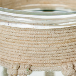 Jarrón/ Portavelas Cristal 16cm C/cuerda Ø15x16cm