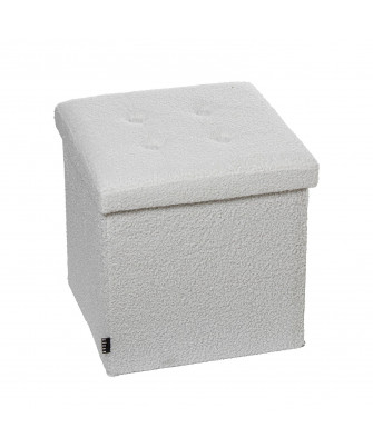 Puf Plegable Blanco Felpa C/ Almacenaje