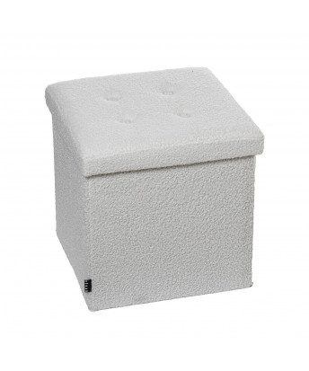 Puf Plegable Blanco Felpa C/ Almacenaje