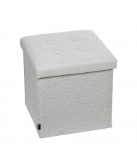 Puf Plegable Blanco Felpa C/ Almacenaje
