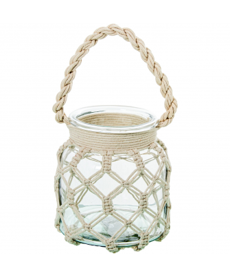Jarrón/ Portavelas Cristal 16cm C/cuerda Ø15x16cm