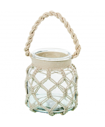 Jarrón/ Portavelas Cristal 16cm C/cuerda Ø15x16cm