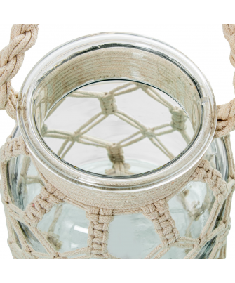 Jarrón/ Portavelas Cristal 16cm C/cuerda Ø15x16cm