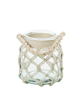 Jarrón/ Portavelas Cristal 16cm C/cuerda Ø15x16cm