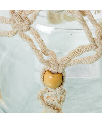 Jarrón/ Portavelas Cristal 15cm C/cuerda Ø14x15cm