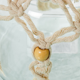 Jarrón/ Portavelas Cristal 15cm C/cuerda Ø14x15cm