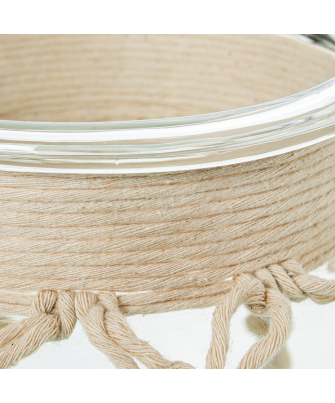 Jarrón/ Portavelas Cristal 15cm C/cuerda Ø14x15cm