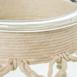 Jarrón/ Portavelas Cristal 15cm C/cuerda Ø14x15cm