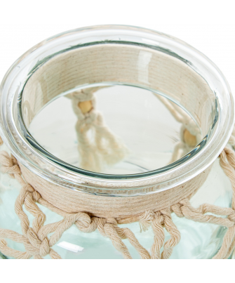 Jarrón/ Portavelas Cristal 15cm C/cuerda Ø14x15cm