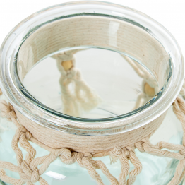 Jarrón/ Portavelas Cristal 15cm C/cuerda Ø14x15cm