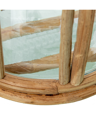 Portavelas Cristal C/mimbre Ø17x16cm