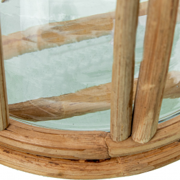 Portavelas Cristal C/mimbre Ø17x16cm