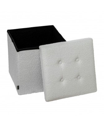 Puf Plegable Blanco Felpa C/ Almacenaje