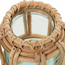 Portavelas Cristal C/mimbre Ø17x16cm