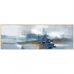 Cuadro Lienzo Marco Madera Natural 150x50 Cm. Abstracto 150x50 Cm.