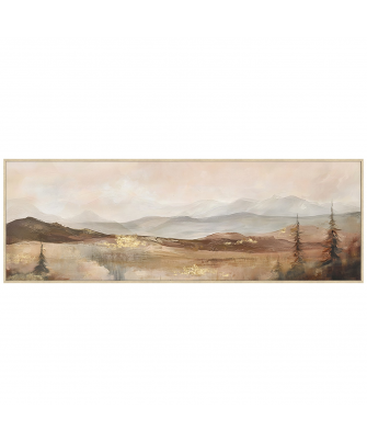 Cuadro Lienzo Marco Madera Natural 150x50 Cm. Paisaje 150x50 Cm.