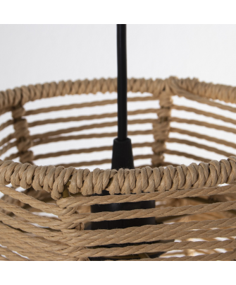 Lampara Techo Bambu Natural, 1xe27, Max.60w No Incluido 50x50x45cm, Cable Negro:165cm
