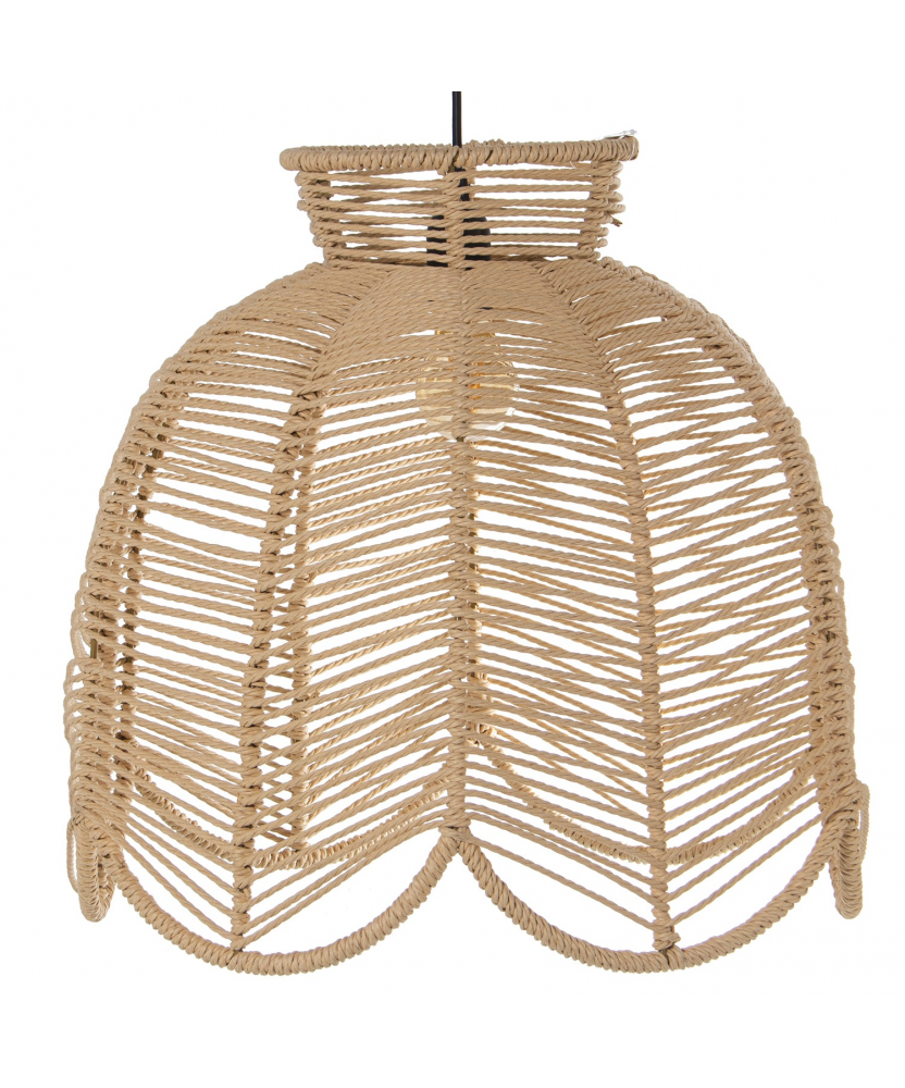 Lampara Techo Bambu Natural, 1xe27, Max.60w No Incluido 50x50x45cm, Cable Negro:165cm