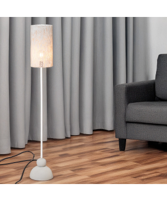 Lámpara Pie Metal Blanca 1xe27 Max.40w, Interruptor De Pie Ø23x151cm Cable Negro:170cm