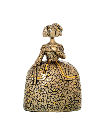 Figura Menina 22cm Resina Dorada 16x11x22cm