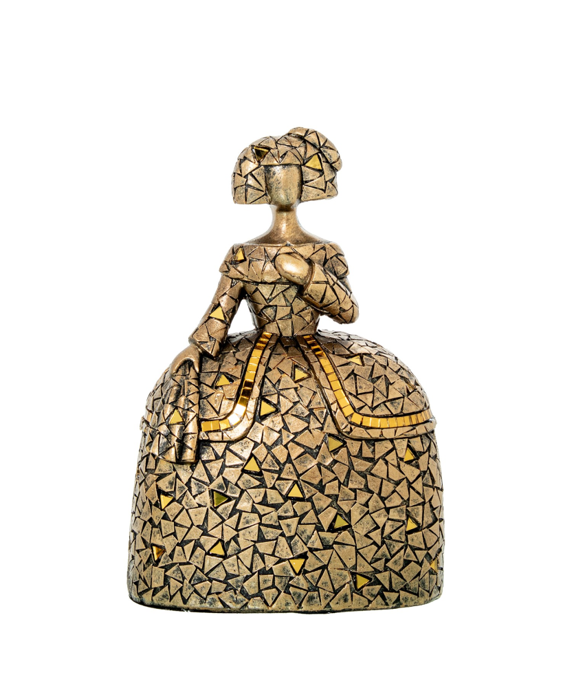 Figura Menina 22cm Resina Dorada 16x11x22cm