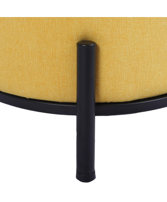 Puf Tapizado Amarillo C/patas Metal Negro Ø38x41cm