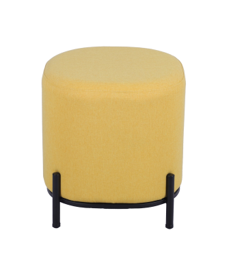 Puf Tapizado Amarillo C/patas Metal Negro Ø38x41cm