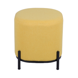 Puf Tapizado Amarillo C/patas Metal Negro Ø38x41cm