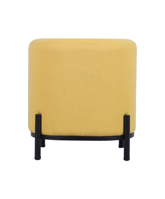 Puf Tapizado Amarillo C/patas Metal Negro Ø38x41cm