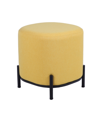 Puf Tapizado Amarillo C/patas Metal Negro Ø38x41cm