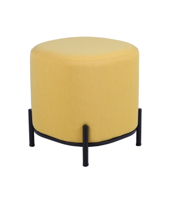 Puf Tapizado Amarillo C/patas Metal Negro Ø38x41cm