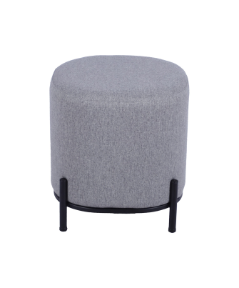 Puf Tapizado gris C/patas Metal Negro Ø38x41cm