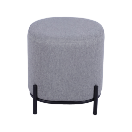 Puf Tapizado gris C/patas Metal Negro Ø38x41cm