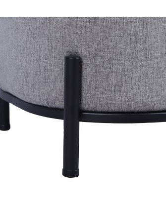 Puf Tapizado gris C/patas Metal Negro Ø38x41cm