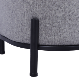 Puf Tapizado gris C/patas Metal Negro Ø38x41cm