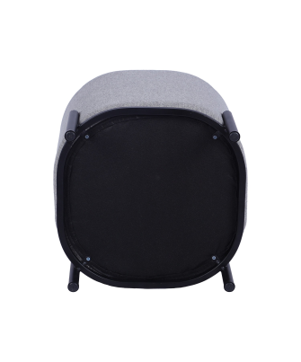 Puf Tapizado gris C/patas Metal Negro Ø38x41cm