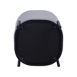 Puf Tapizado gris C/patas Metal Negro Ø38x41cm