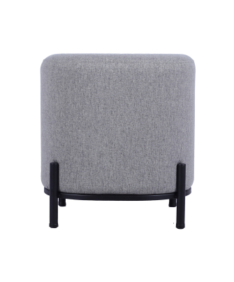 Puf Tapizado gris C/patas Metal Negro Ø38x41cm