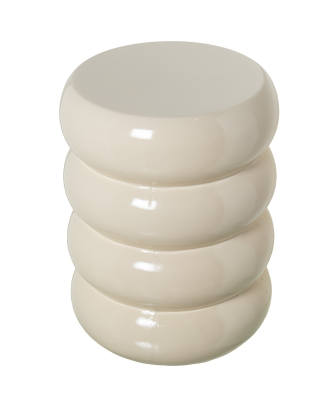 Mesa Auxiliar Fibra De Vidrio Crema Brillo 35x35x46cm