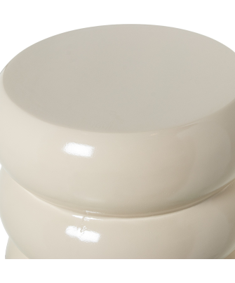 Mesa Auxiliar Fibra De Vidrio Crema Brillo 35x35x46cm