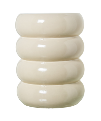 Mesa Auxiliar Fibra De Vidrio Crema Brillo 35x35x46cm