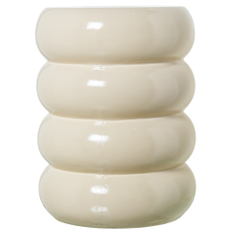 Mesa Auxiliar Fibra De Vidrio Crema Brillo 35x35x46cm